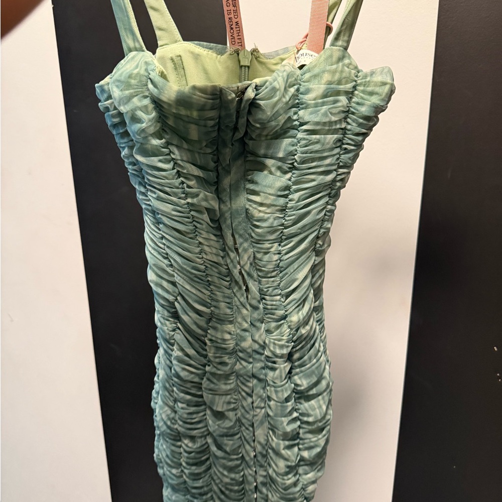House of CB Cate Ivy Print Ruched Mesh Mini Dress (Never Worn w/ original tags) - Picture 2 of 3